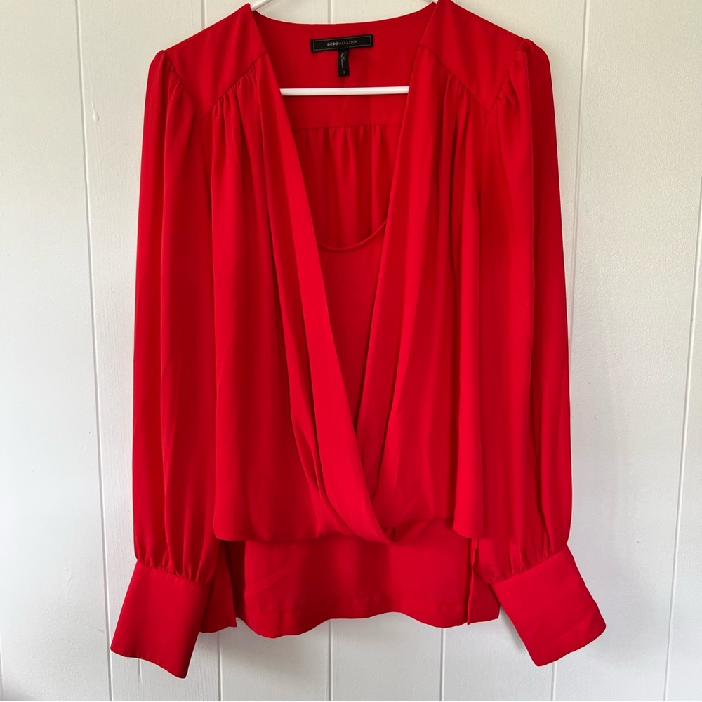 Bcbgmaxazria red blouse size small.